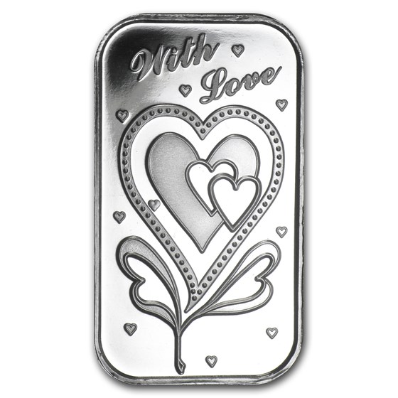 1 oz Silver Bar - With Love 1 oz Silver Bar - With Love